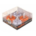 4 Pack- White & Orange LED Tea Lights w/ Spider Web Design